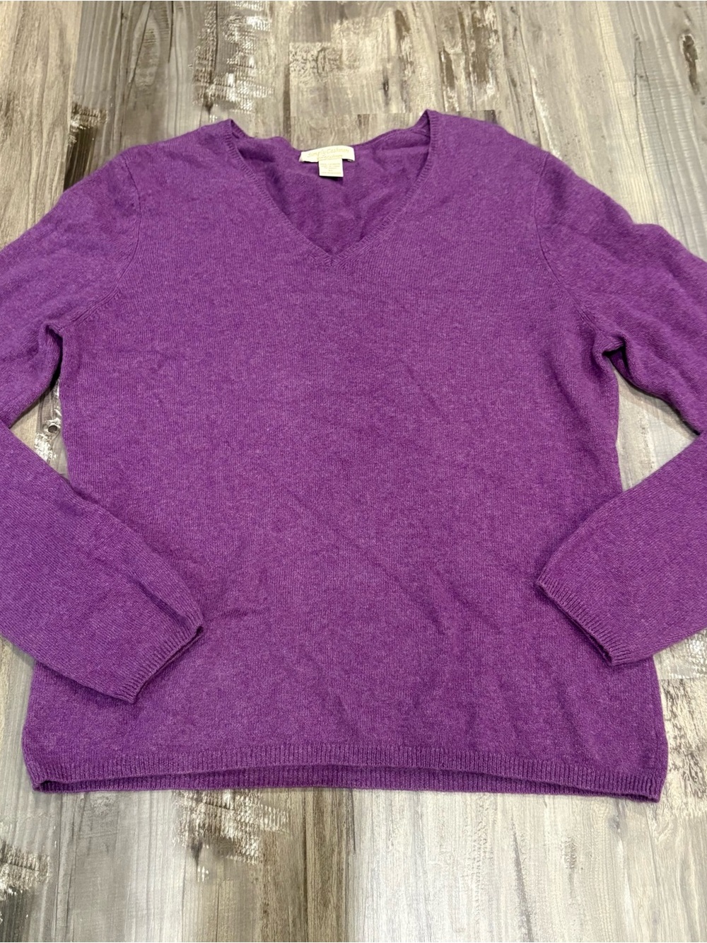 Simply Cashmere Luxury V Neck Women’s Pullover Knit Sweater Plum Purple SZ XL